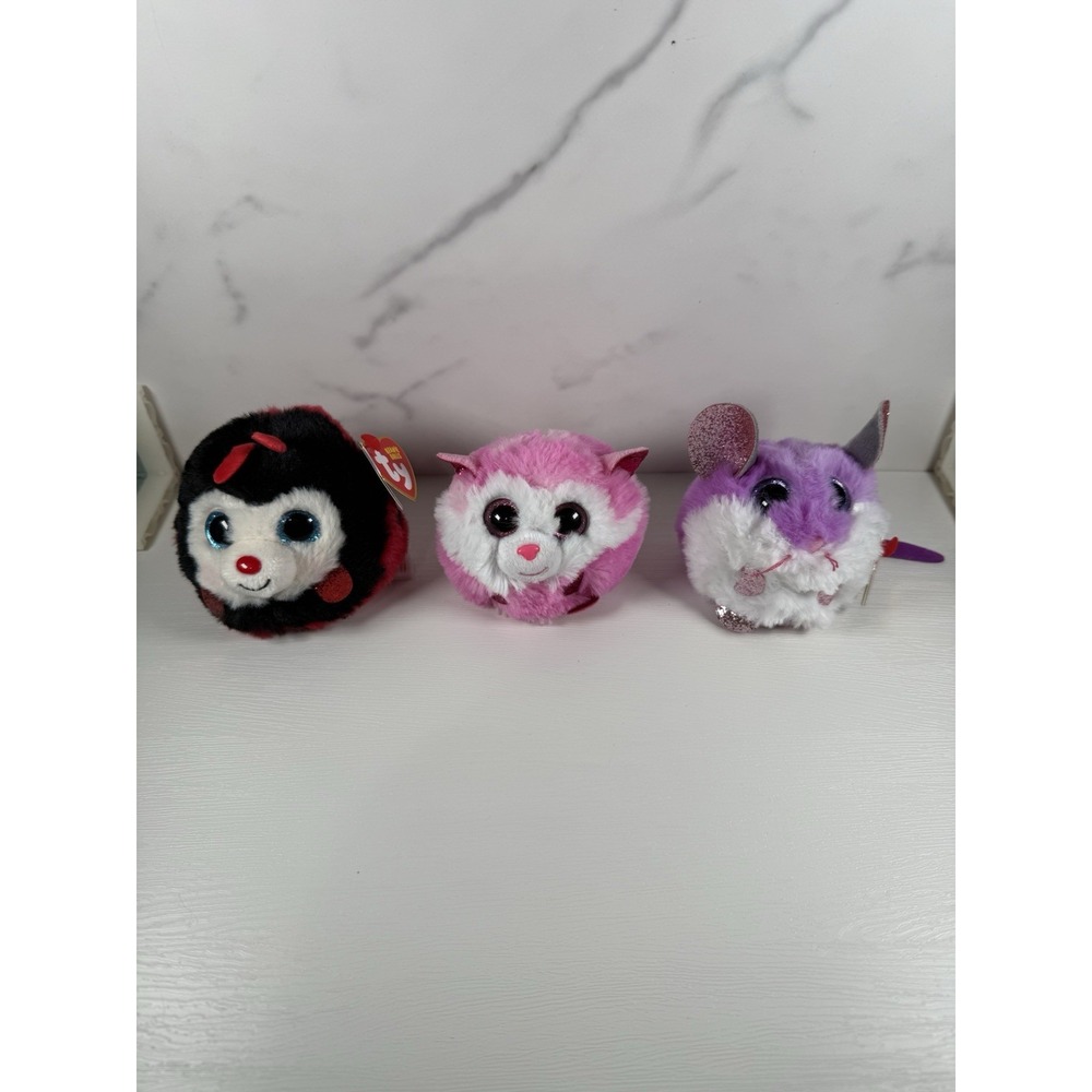 Lot Of Three TY Beanie Ball & TY Puffies Izzy, Colby, Princess 4"